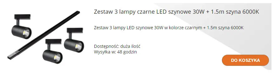 czarne lampy na szynie