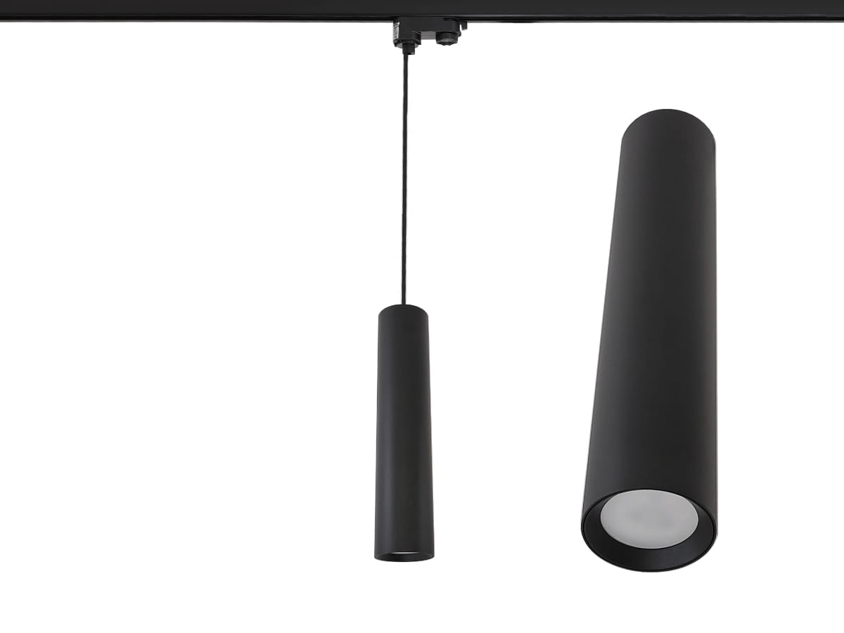 Lampa szynowa wisząca na żarówkę GU10 czarna trójfazowa