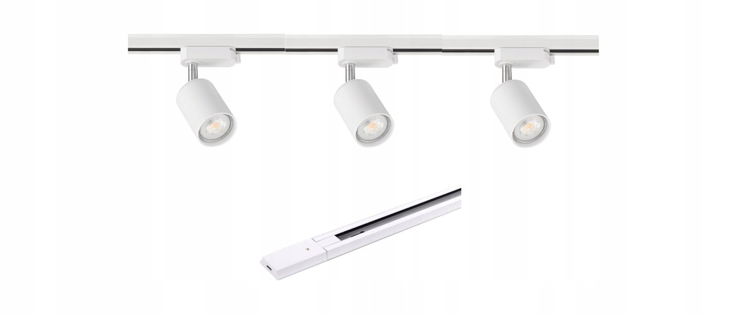 Zestaw 3 lampy na szynę wymienną żarówką GU10 + Szyna 1.5m