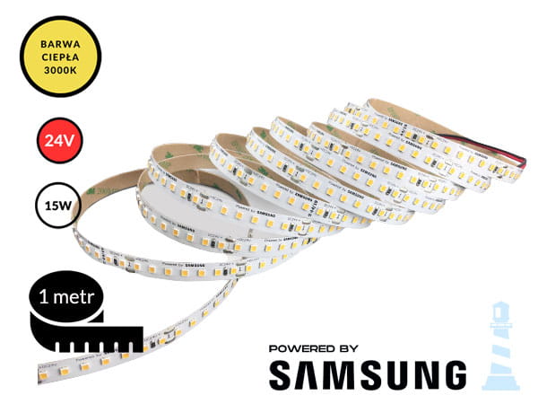 Taśma LED 2835 15W 24V 140 LED/m 3000K powered by Samsung CRI>90