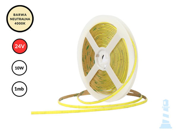 Taśma LED 24V COB 10W 320LED 4000K Ra>90 — taśma liniowa do profilu aluminiowego