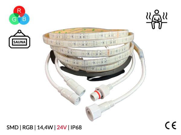 Taśma LED RGB 14,4W 24V IP68 60LED/m koloroterapia