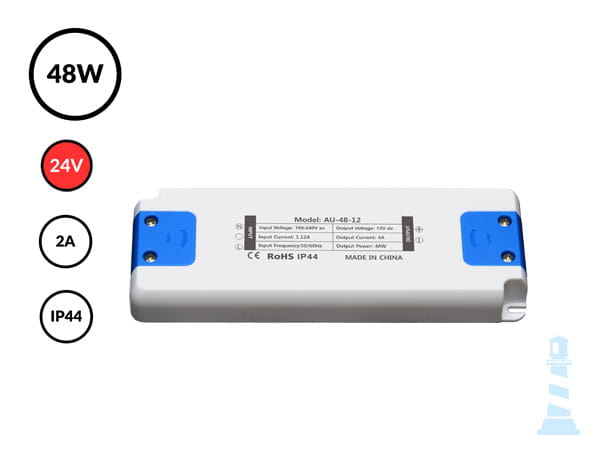 Zasilacz SLIM 24V 2A 48W IP44 do oświetlenia LED w łazience