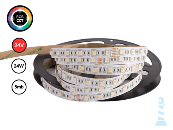 Taśma LED 24V SMD 24W 60LED IP20 RGB+CCT 5in1 95lm/W 5m 12mm