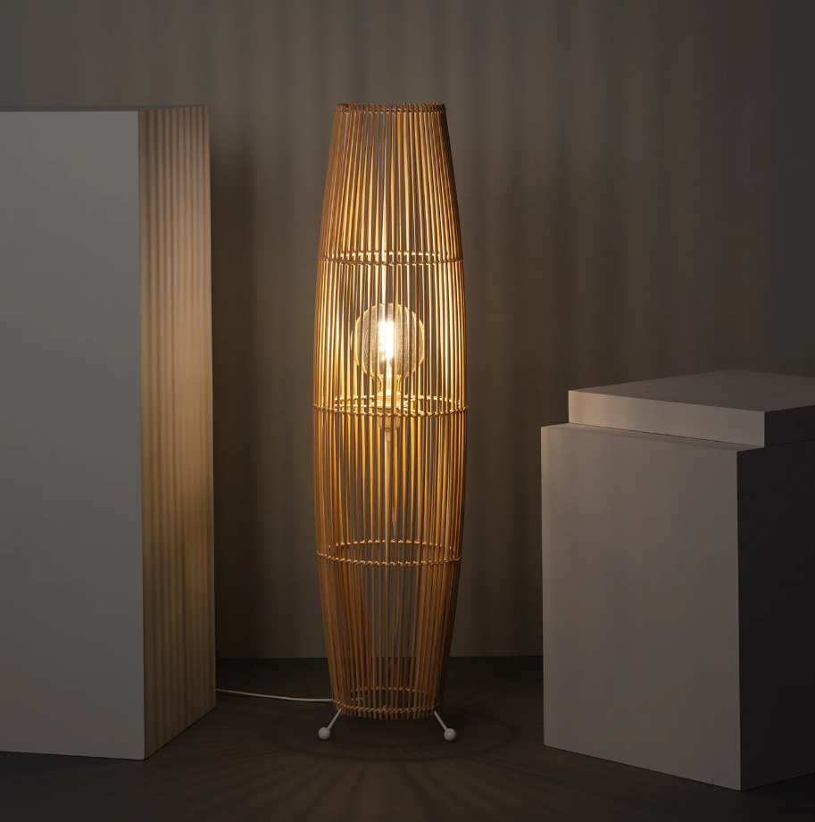 Lampa podłogowa Kom 2xE27 bambus